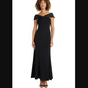 NWT Maggy London twist front off-the-shoulder gown, sz 8